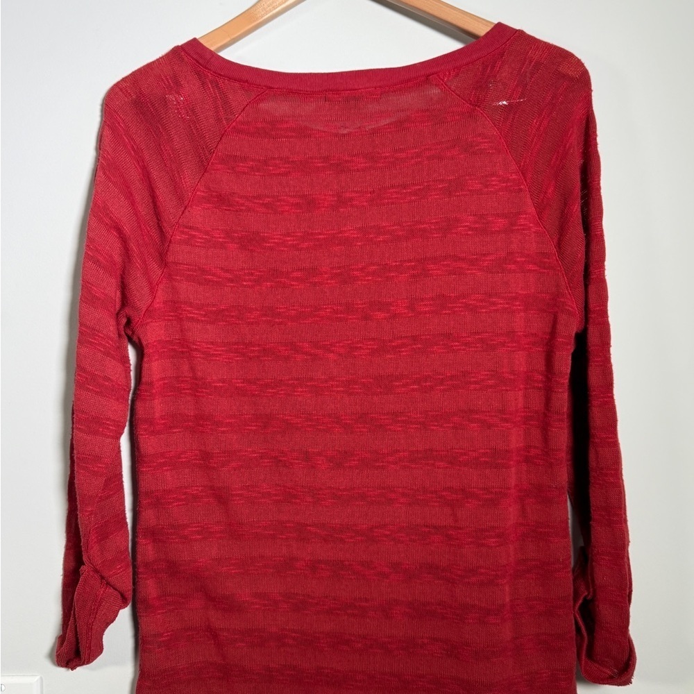 🌹 LRL Lauren Jeans Co. Ralph Lauren Red Textured Knit Pullover Top - Medium - Picture 4 of 10
